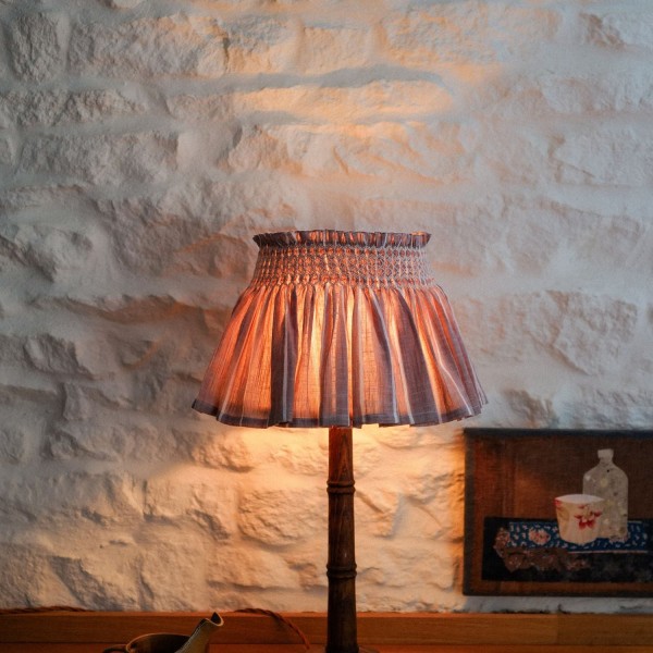 Edit58 x Smock London Elsie Lampshade Skirt Mink with Rosebud Trellis Hand Smocking