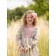 Anna Pavlova Dress Secret Garden Linen with Sweet William Hand Smocking