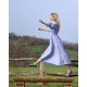 Aloha Wanderwell Dress Ocean Stripe with White Honeycomb Hand Smocking