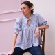 Scholl Blouse Bubble Weave Cotton with Double Cream Hand Smocking Edition 60