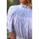 Colette Dress Passionflower Trellis with Delphinium Blue Hand Smocking