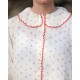 De Beauvoir Blouse Cherry Cheesecloth with Red Apple Embroidery
