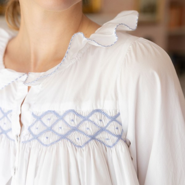 Mother Teresa Women's Nursing & Maternity Dress Long Sleeves with Mermaid Tail Forget Me Not Hand Smocking Mother Teresa Women's Nursing & Maternity Dress Long Sleeves with Mermaid Tail Forget Me Not Hand Smocking
