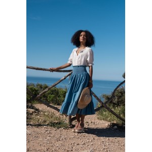 Sullivan Women's Skirt Chambray with Swedish Blue Hand Smocking